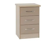 Seconique Seconique Nevada Oyster Gloss and Oak 3 Drawer Bedside Table