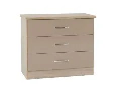 Seconique Seconique Nevada Oyster Gloss and Oak 3 Drawer Low Chest of Drawers