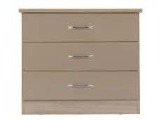 Seconique Seconique Nevada Oyster Gloss and Oak 3 Drawer Low Chest of Drawers