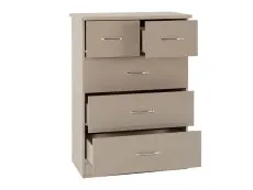 Seconique Seconique Nevada Oyster Gloss and Oak 3+2 Drawer Chest of Drawers