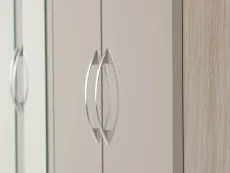 Seconique Seconique Nevada Oyster Gloss and Oak 4 Door 2 Drawer Mirrored Wardrobe