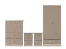 Seconique Seconique Nevada Oyster Gloss and Oak 4 Piece Bedroom Furniture Package