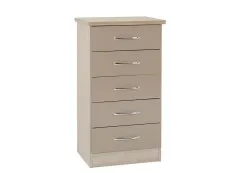 Seconique Seconique Nevada Oyster Gloss and Oak 5 Drawer Chest of Drawers