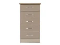 Seconique Seconique Nevada Oyster Gloss and Oak 5 Drawer Chest of Drawers