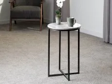 Seconique Seconique Dallas Marble Effect and Black Lamp Table