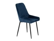 Seconique Seconique Athens Concrete Effect Round Dining Table with 4 Avery Blue Velvet Chairs