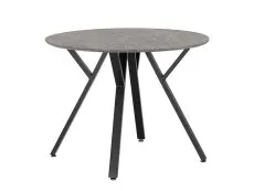 Seconique Athens Concrete Effect Round Dining Table with 4 Avery Grey Velvet Chairs