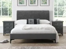 Julian Bowen Julian Bowen Sanderson Diamond 5ft King Size Grey Quilted Velvet Fabric Bed Frame