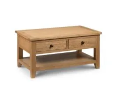 Julian Bowen Julian Bowen Astoria Waxed Oak Wooden 2 Drawer Coffee Table (Assembled)