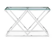 Julian Bowen Biarritz Glass and Chrome Console Table