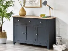 Julian Bowen Julian Bowen Bordeaux Grey and Oak Wooden 3 Door 3 Drawer Sideboard (Assembled)