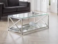 Julian Bowen Julian Bowen Miami Glass and Chrome Coffee Table