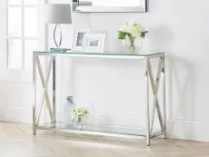 Julian Bowen Julian Bowen Miami Glass and Chrome Console Table