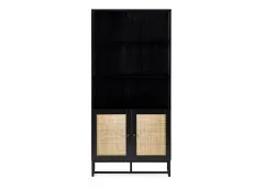 Julian Bowen Julian Bowen Padstow Black and Rattan 2 Door Bookcase