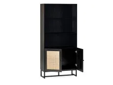 Julian Bowen Julian Bowen Padstow Black and Rattan 2 Door Bookcase