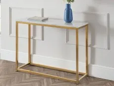 Julian Bowen Julian Bowen Scala Marble Effect and Gold Console Table