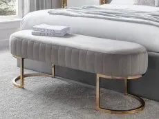 Julian Bowen Julian Bowen Harrogate Grey Velvet and Gold Fabric Bench