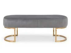 Julian Bowen Harrogate Grey Velvet and Gold Fabric Bench