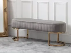 Julian Bowen Julian Bowen Harrogate Grey Velvet and Gold Fabric Bench