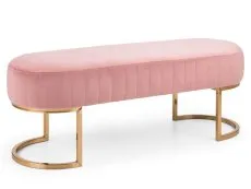 Julian Bowen Harrogate Pink Velvet and Gold Fabric Bench