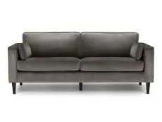 Julian Bowen Hayward Grey Velvet 3 Seater Sofa