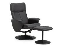 Julian Bowen Julian Bowen Lugano Black Faux Leather Recliner Chair with Footstool