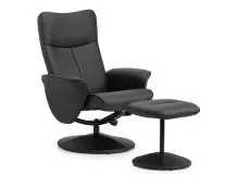 Julian Bowen Lugano Black Faux Leather Recliner Chair with Footstool