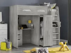 Julian Bowen Julian Bowen Pegasus Grey Oak Wooden High Sleeper Bed Frame