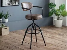 Julian Bowen Julian Bowen Barbican Brown Faux Leather Bar Stool