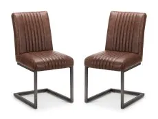 Julian Bowen Brooklyn Set of 2 Brown Faux Leather Dining Chairs