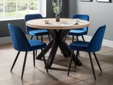 Julian Bowen Julian Bowen Burgess Set of 2 Blue Velvet Dining Chairs