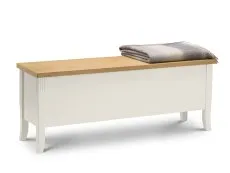 Julian Bowen Davenport Ivory and Oak Ottoman Storage Bench