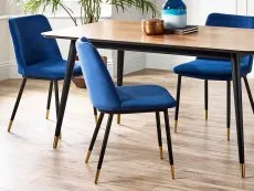 Julian Bowen Julian Bowen Delaunay Set of 2 Blue Velvet Dining Chairs