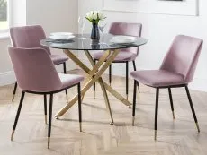 Julian Bowen Julian Bowen Delaunay Set of 2 Pink Velvet Dining Chairs