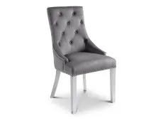 Julian Bowen Gladstone Set of 2 Grey Velvet Knockerback Dining Chairs