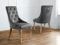 Julian Bowen Julian Bowen Gladstone Set of 2 Grey Velvet Knockerback Dining Chairs