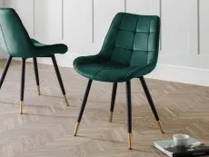 Julian Bowen Julian Bowen Hadid Set of 2 Green Velvet Dining Chairs