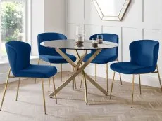 Julian Bowen Julian Bowen Harper Set of 2 Blue Velvet Dining Chairs