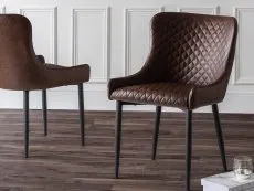 Julian Bowen Julian Bowen Luxe Set of 2 Brown Faux Leather Dining Chairs