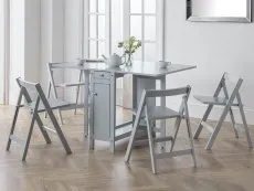 Julian Bowen Julian Bowen Savoy Grey Foldaway Dining Table and 4 Chair Set