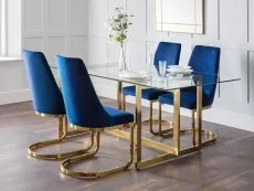 Julian Bowen Julian Bowen Vittoria Set of 2 Blue Velvet and Gold Dining Chairs