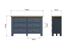 ASC ASC Hudson Oak and Blue 3+3 Drawer Chest of Drawers