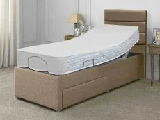 Willow & Eve Clearance - Willow & Eve Coolmax Electric Adjustable 3ft Single Bed, No Drawer Base, Faux Suede Cappuccino