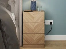 GFW Catania Euro Oak Pair of 3 Drawer Bedside Tables