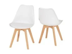 Seconique Seconique Bendal Set of 2 White and Beech Dining Chairs