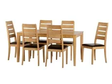 Seconique Logan Oak Dining Table and 6 Chair Set