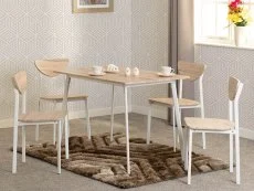 Seconique Seconique Riley White and Oak Dining Table and 4 Chair Set