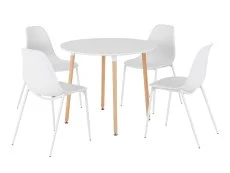 Seconique Seconique Lindon Dining Table and 4 White Dining Chairs