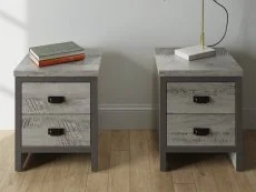 GFW GFW Boston Grey Wood Effect Pair of 2 Drawer Bedside Tables
