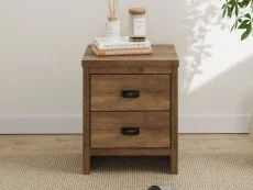 GFW GFW Boston Knotty Oak Effect 2 Drawer Bedside Table